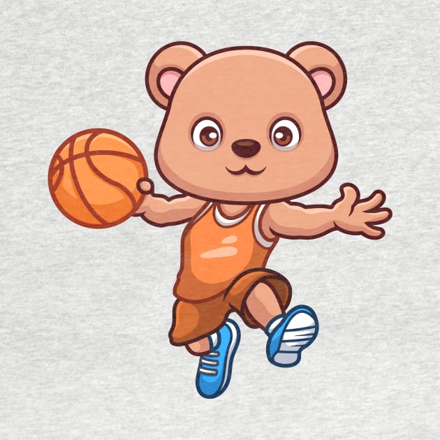 Basketball Bear Cute Cartoon by GumregaStd